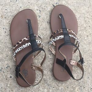 vans leopard flip flops